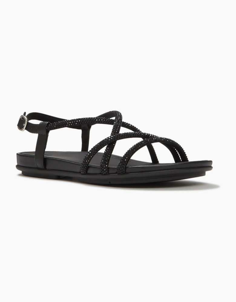 Fitflop Fino Toe-Post Leather Women's All Black Sandals