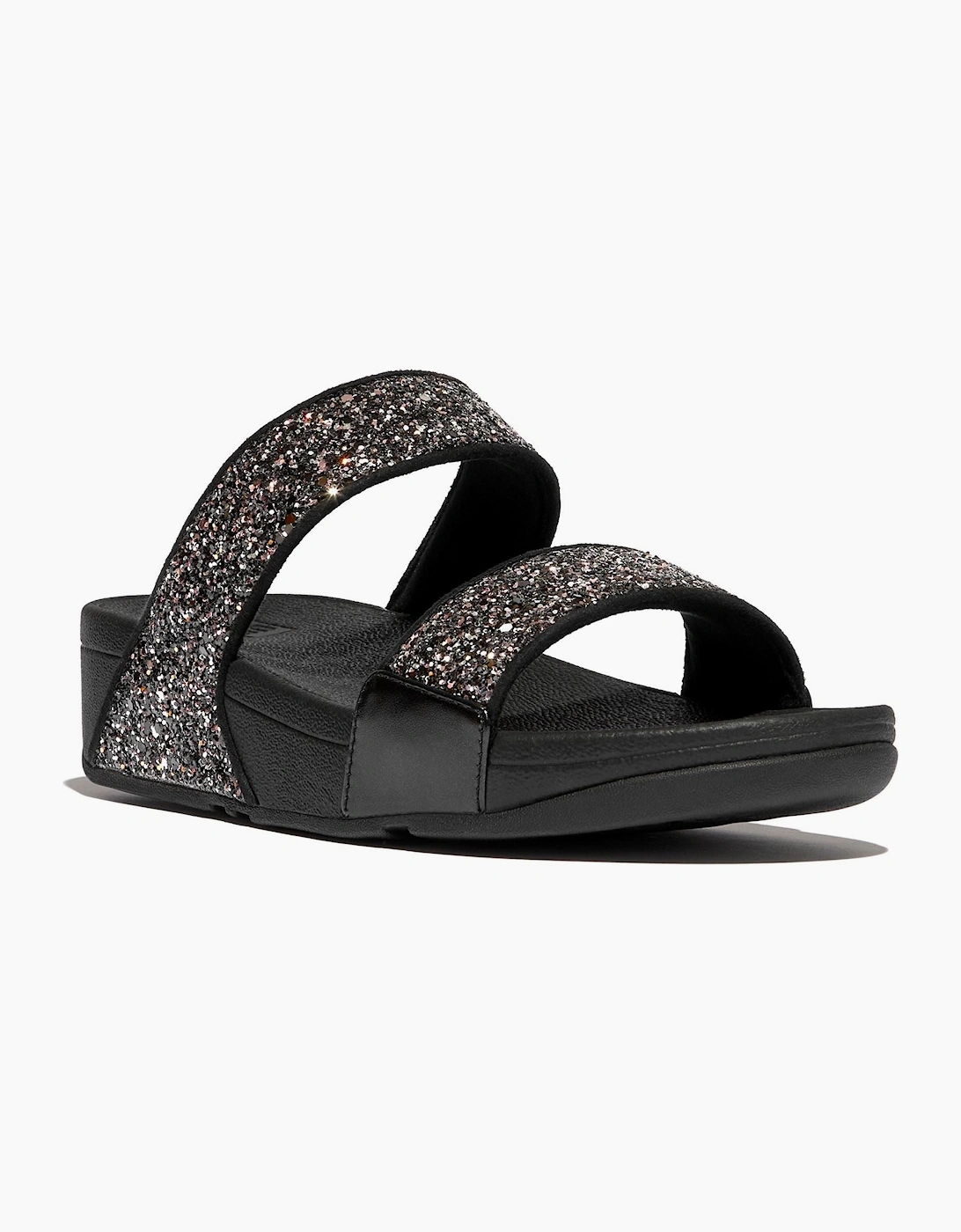Fitflop Lulu 2 Bar Glitter Polyurethane Women's Black/Multi Sandals