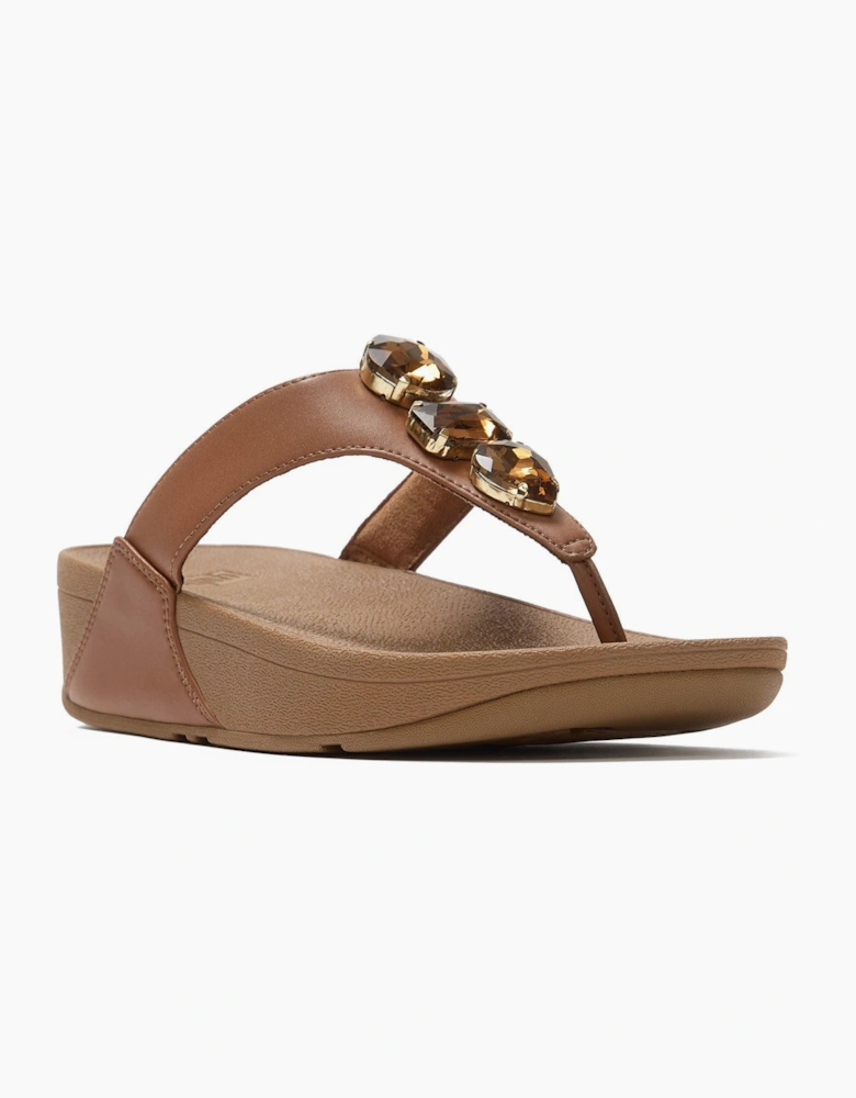 Fitflop Lulu Ultra-Jewel Toe-Post Polyurethane Women's Deep Tan Sandals