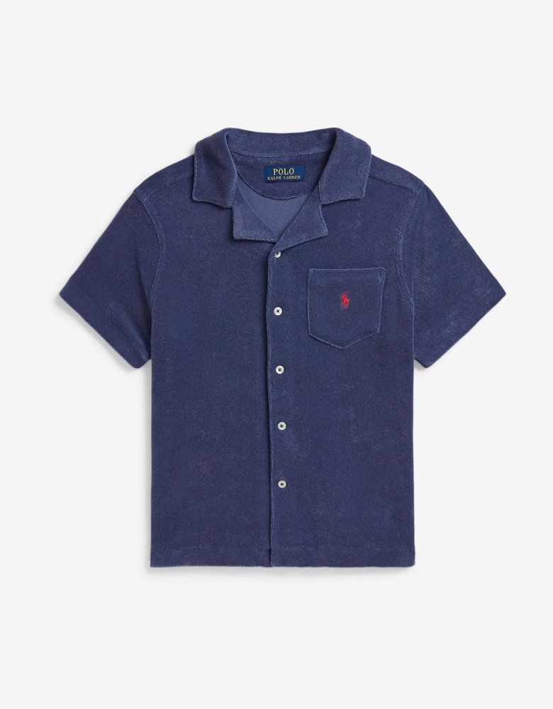 Ralph Lauren Boys Cotton Terry Knit Shirt in Navy