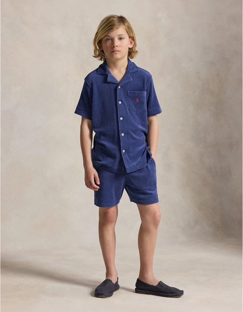Ralph Lauren Boys Cotton Terry Knit Shirt in Navy