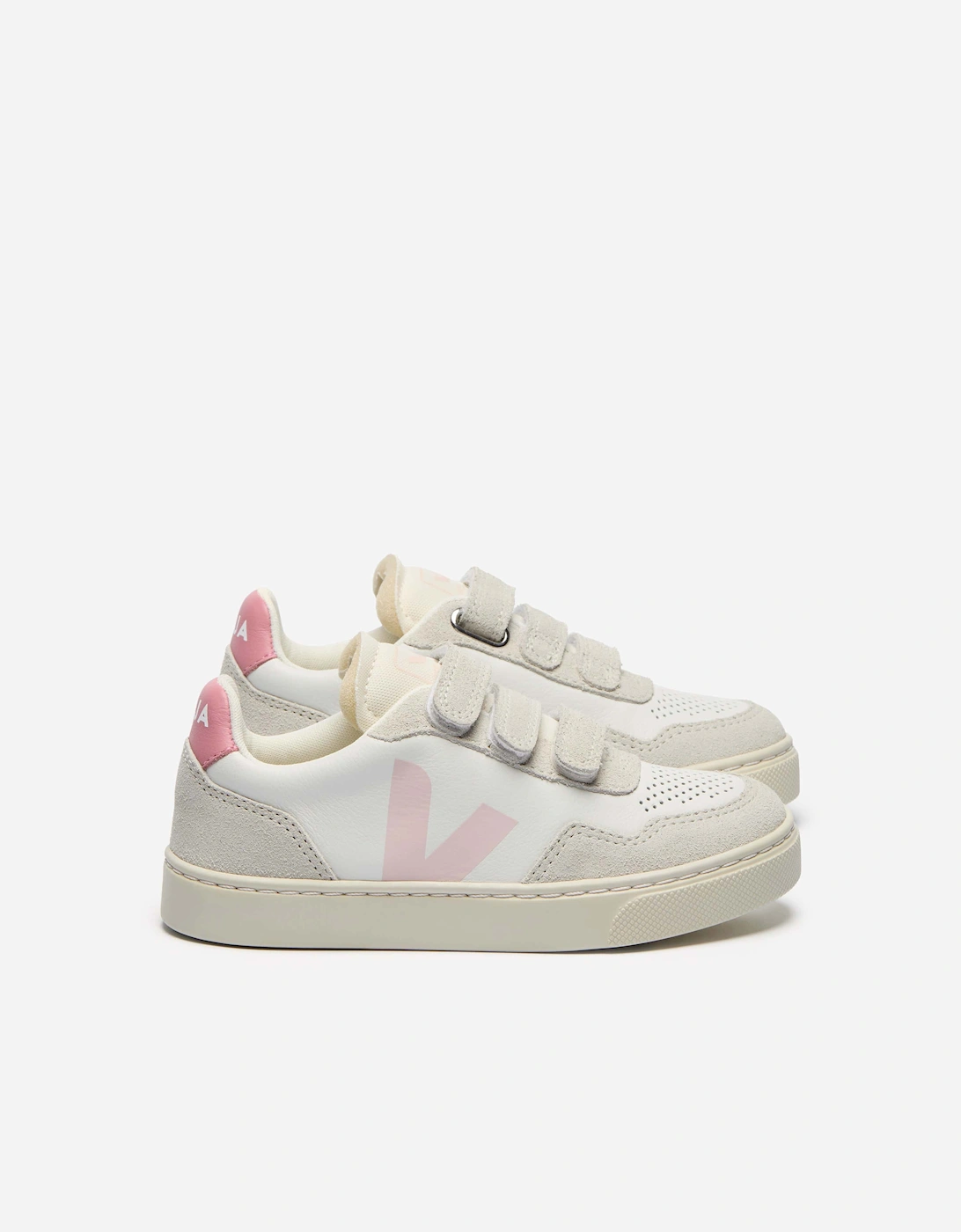 Veja Girls Small V-90 Leather Trainers in White