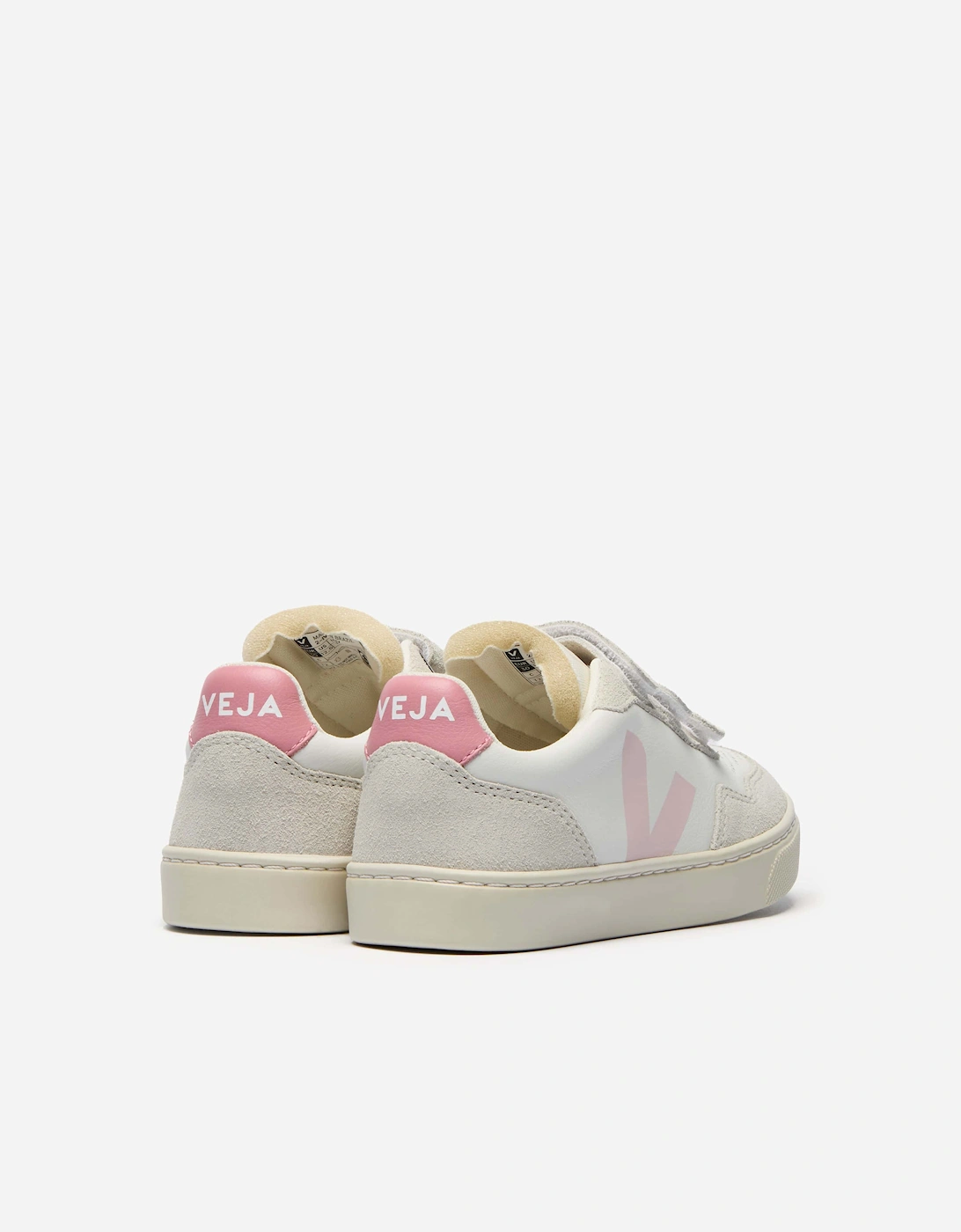 Veja Girls Small V-90 Leather Trainers in White