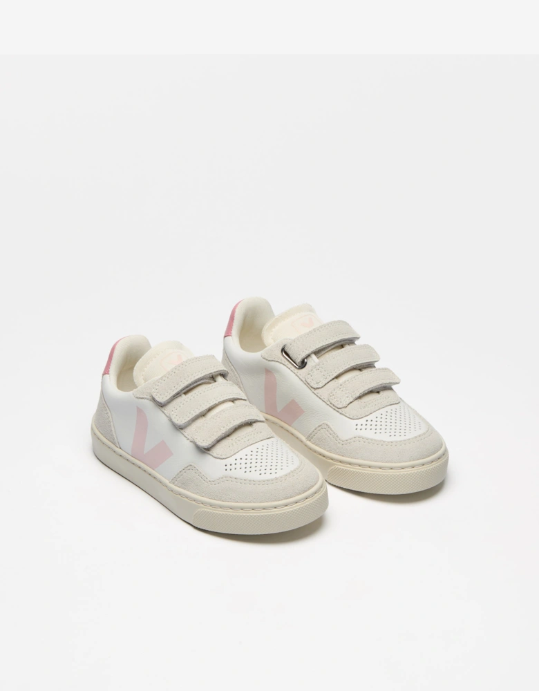 Veja Girls Small V-90 Leather Trainers in White