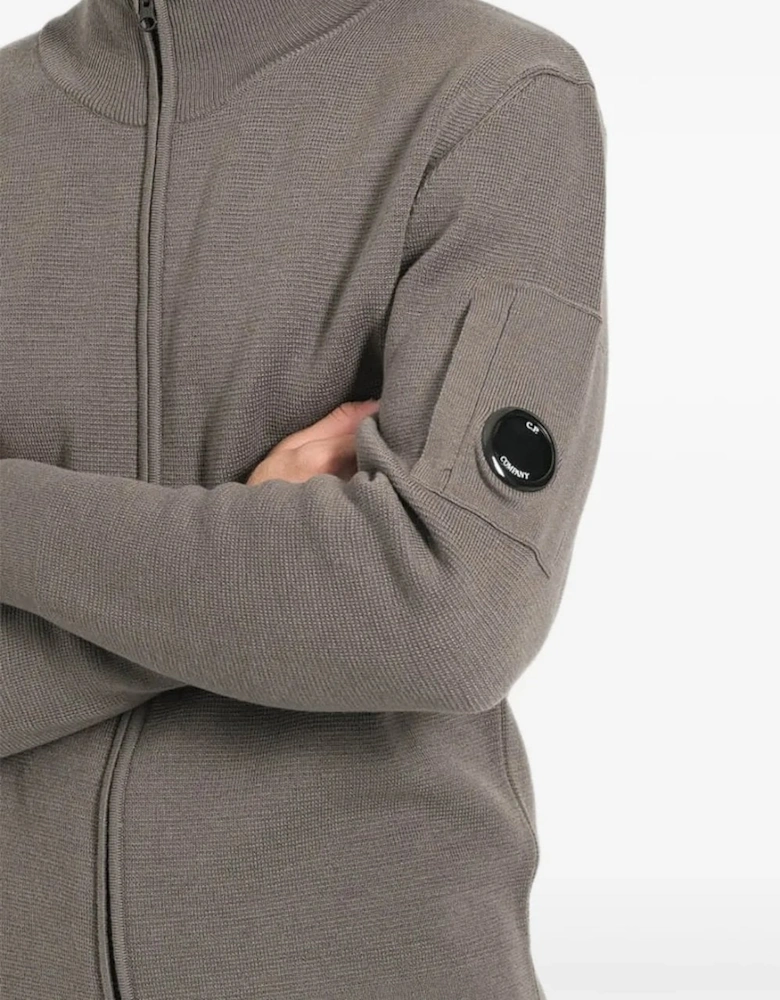 Cotton Crepe Zip Sweater Grey