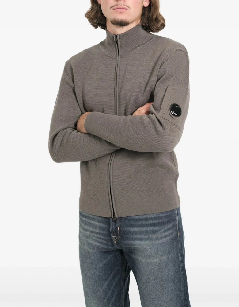 Cotton Crepe Zip Sweater Grey