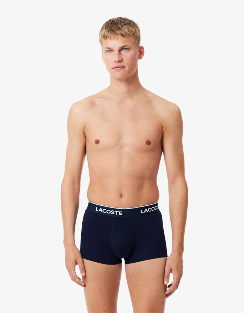 Lacoste 3-Pack Mens Trunks - Navy Blue/Green-Red-Navy HY0