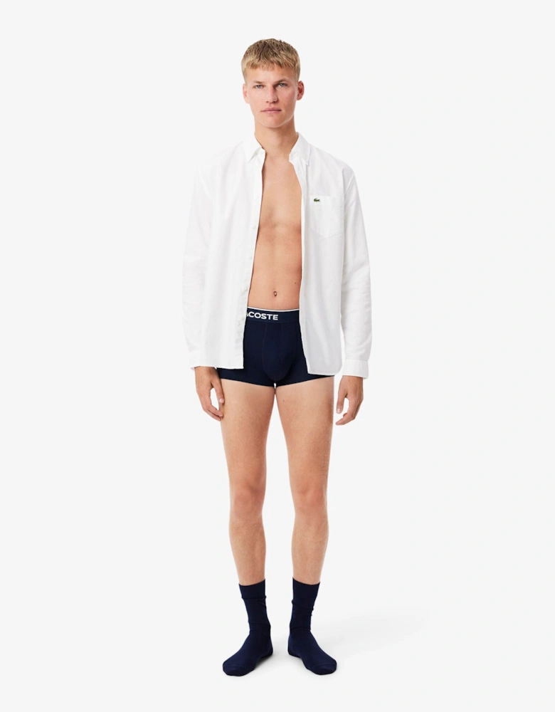 Lacoste 3-Pack Mens Trunks - Navy Blue/Green-Red-Navy HY0