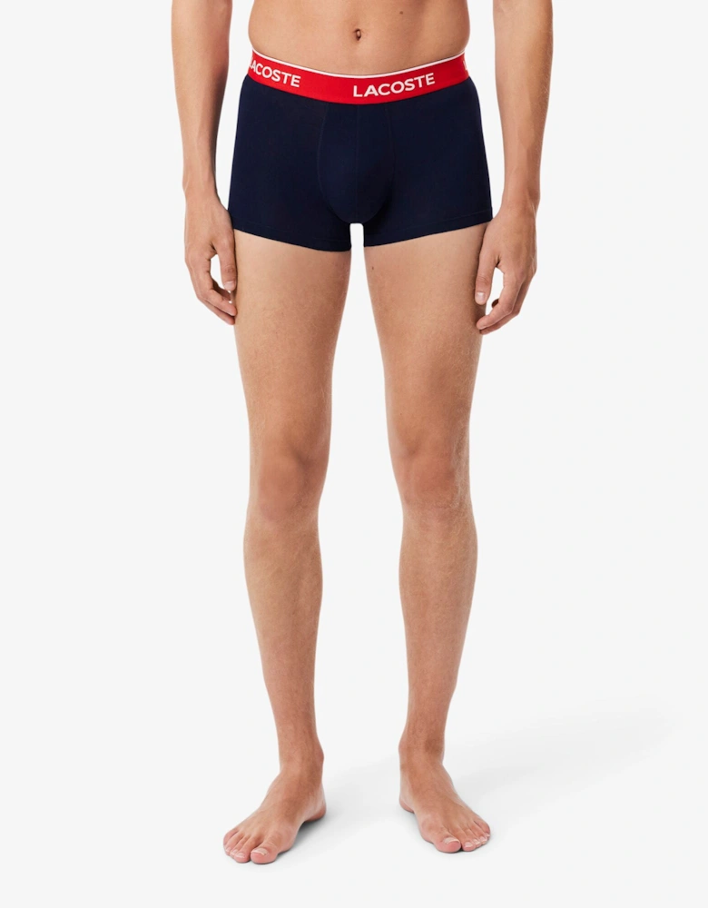 Lacoste 3-Pack Mens Trunks - Navy Blue/Green-Red-Navy HY0