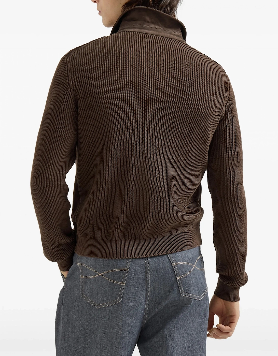 Padded Leather Jacket Brown