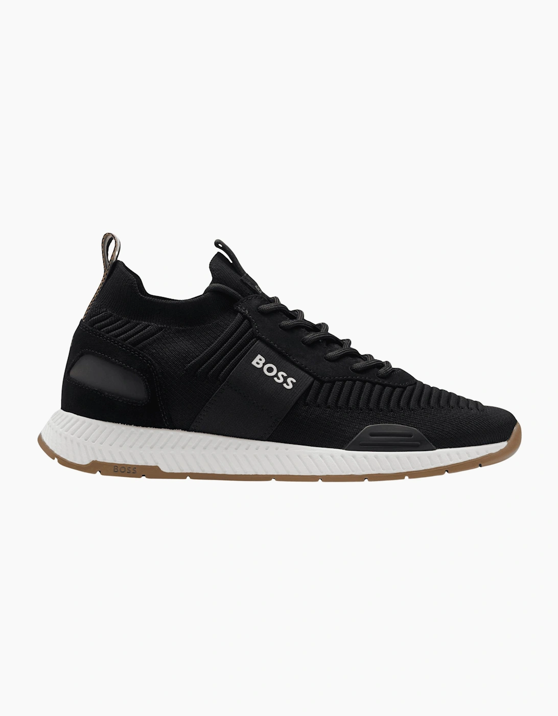 Titanium Runn Knitted Black/White Runner Trainers, 5 of 4