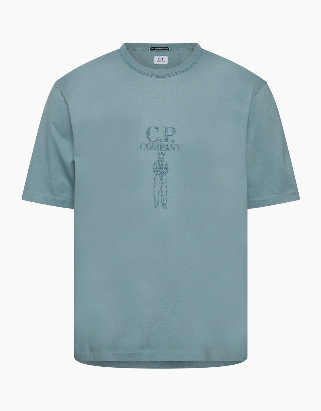 Cp Company Men's Blue 30/2 Jersey Twisted Logo T-Shirt  42 Xl