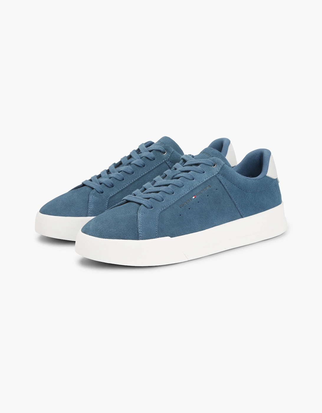 Tommy Hilfiger Men's Blue Th Court Suede Trainers - Aegean Sea  10.5