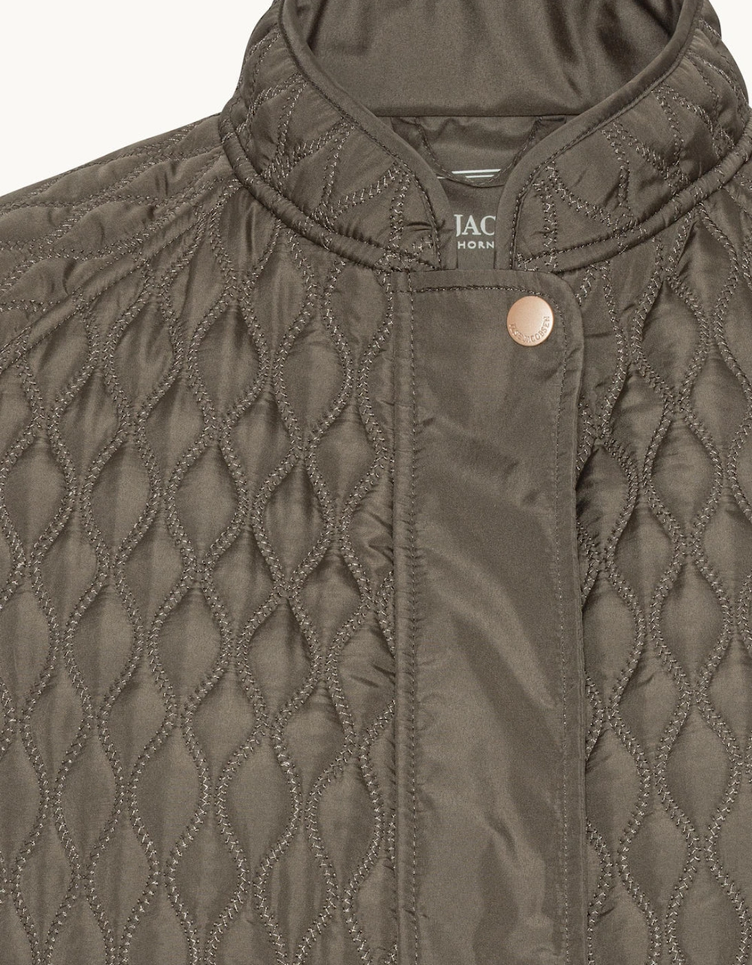 Long quilt coat in tarmac