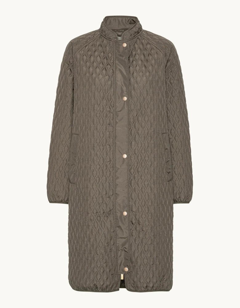Long quilt coat in tarmac