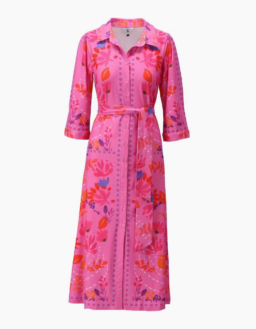Pink print shirt dress