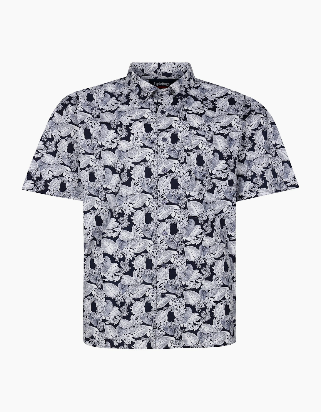 Espionage Mens Leaf Print Big & Tall Short Sleeve Shirt, 2 of 1
