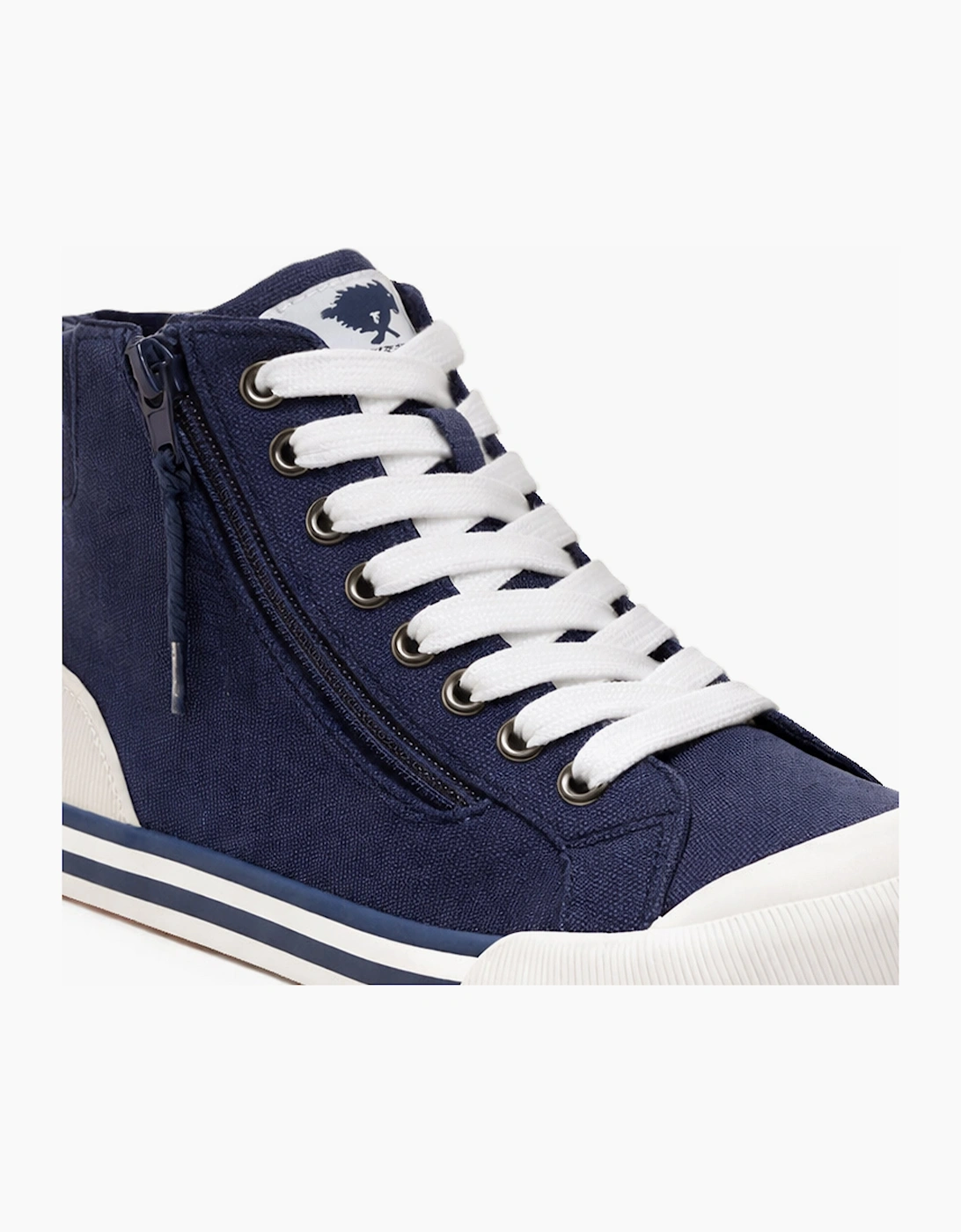 Rocket Dog JAZZIN HI 12A CANVAS Womens Hi-Top Trainers Navy