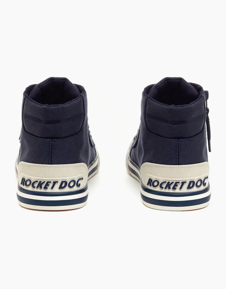 Rocket Dog JAZZIN HI 12A CANVAS Womens Hi-Top Trainers Navy