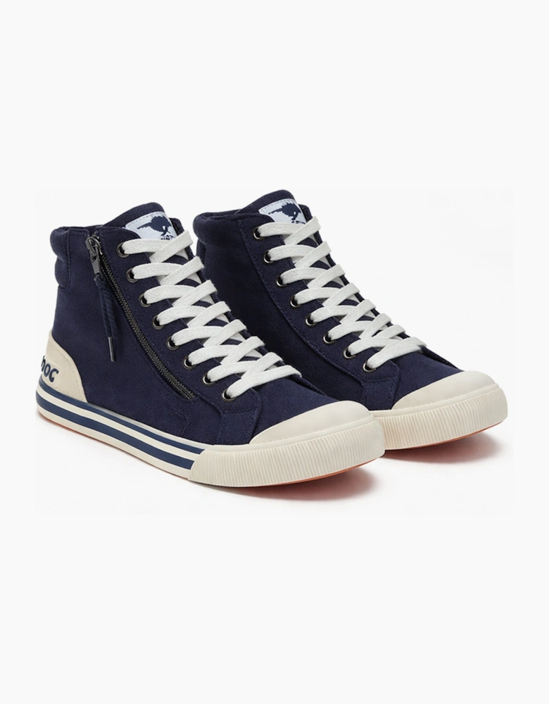Rocket Dog JAZZIN HI 12A CANVAS Womens Hi-Top Trainers Navy
