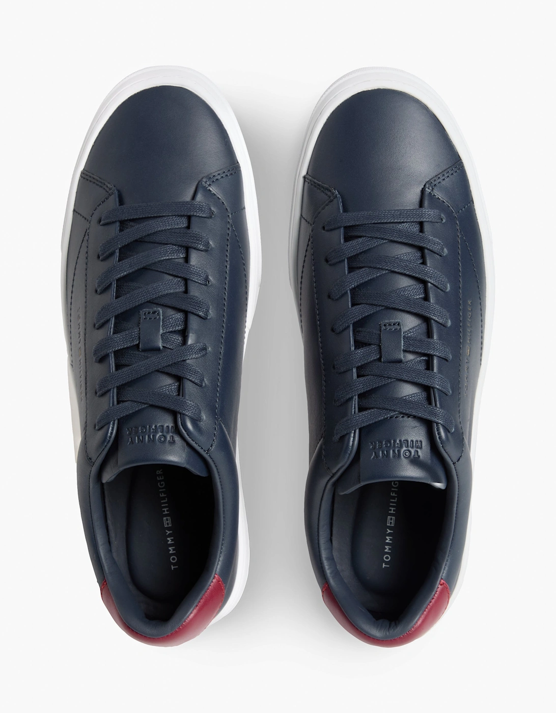 Tommy Hilfiger Premium Dress Nappa Leather Mens Cupsole Trainers - Desert Sky/Red