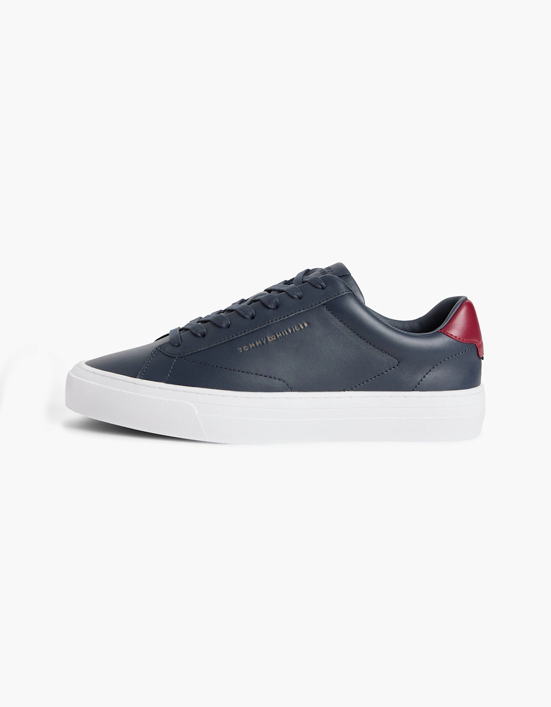 Tommy Hilfiger Premium Dress Nappa Leather Mens Cupsole Trainers - Desert Sky/Red