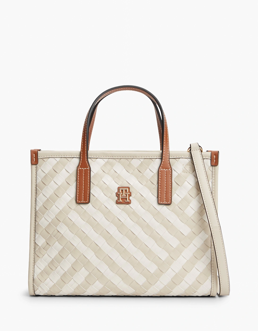 Tommy Hilfiger Women's White Th City Mini Tote Bag - Neutral Mix - Size: One Size