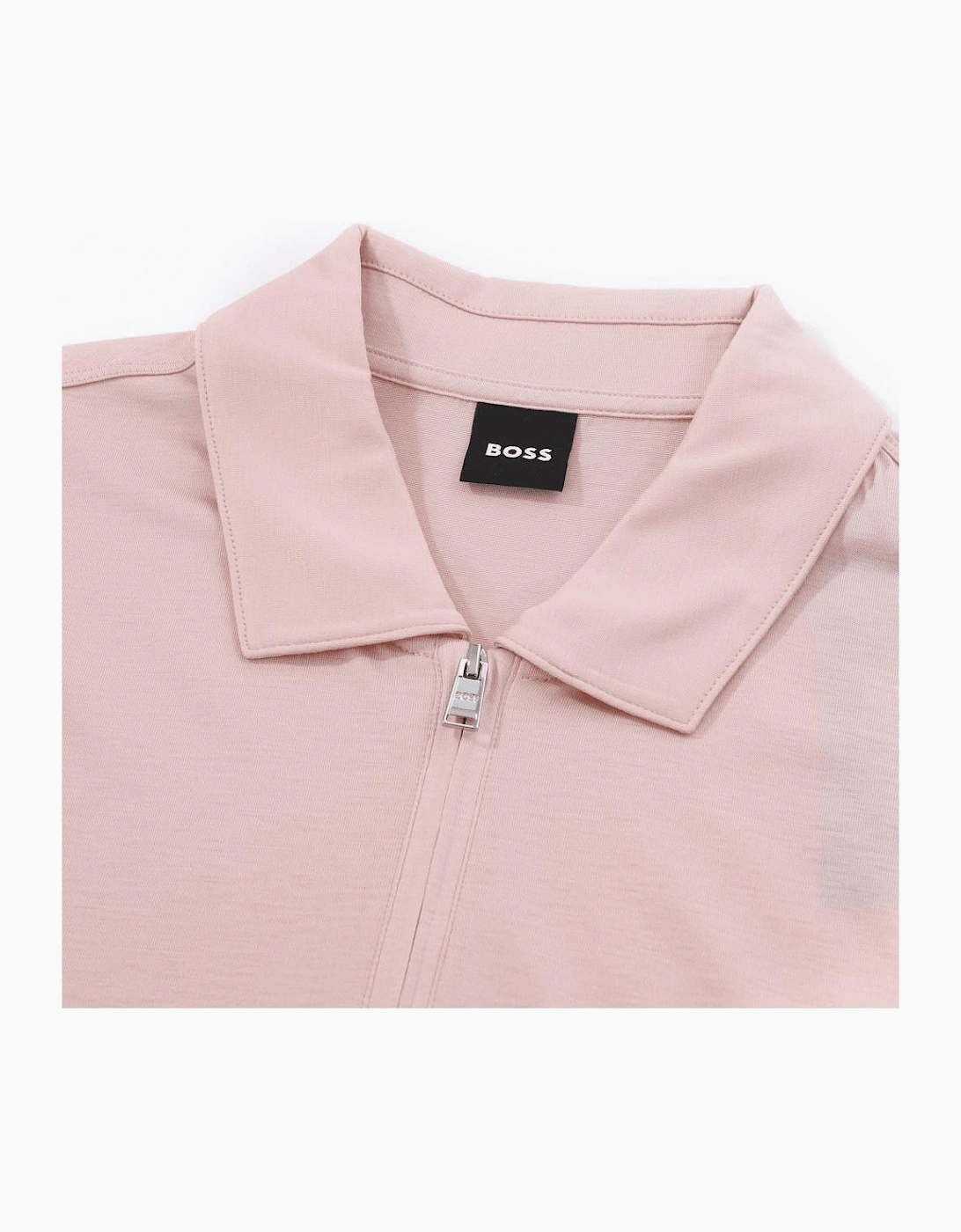 H-Paras Mercerised Cotton Pastel Pink Zip Polo Shirt