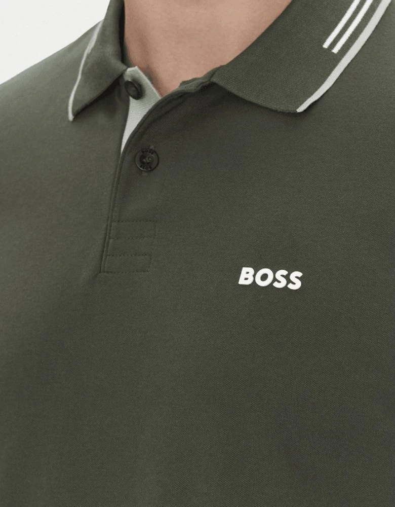 Paul Tipped Collar Slim Fit Green Polo Shirt