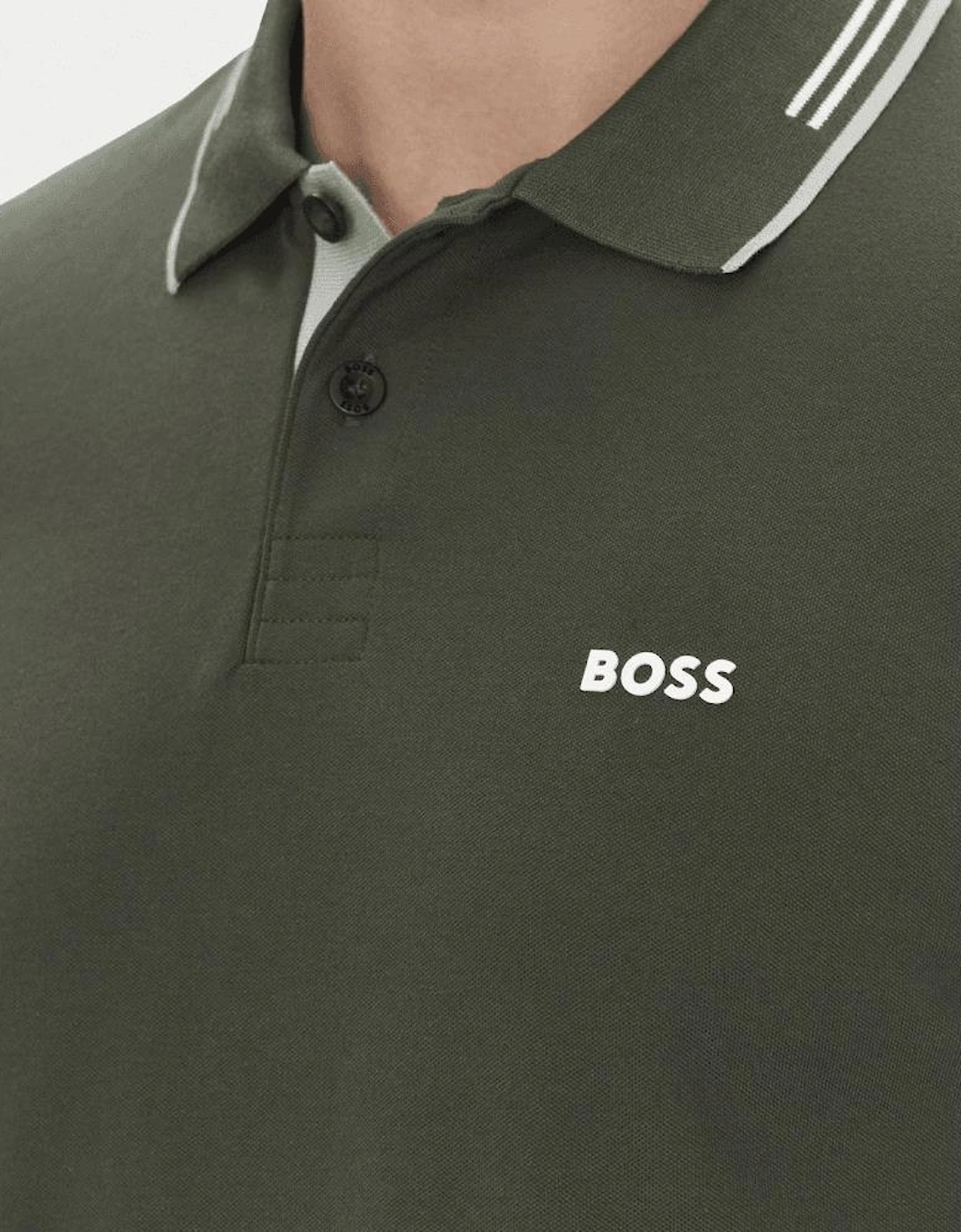 Paul Tipped Collar Slim Fit Green Polo Shirt