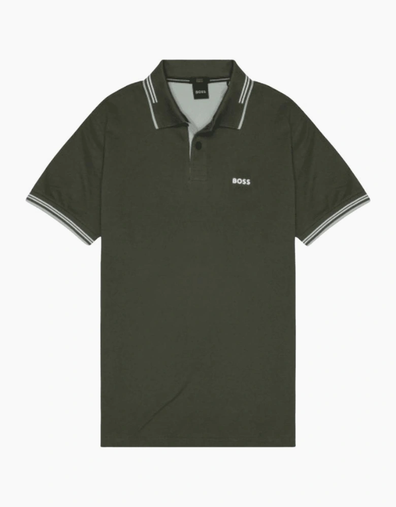 Paul Tipped Collar Slim Fit Green Polo Shirt