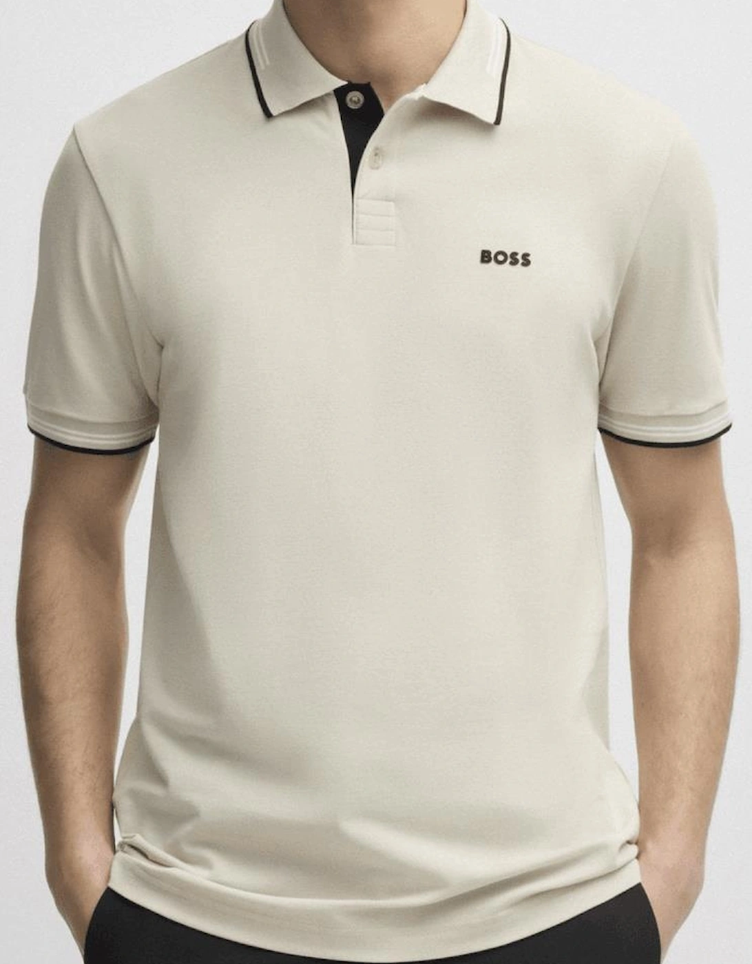 Paul Tipped Collar Slim Fit Beige Polo Shirt