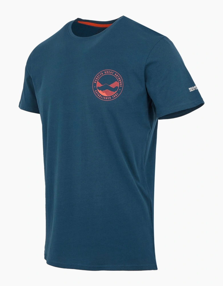 Regatta Mens Breezed V Mountain Back Print T-Shirt