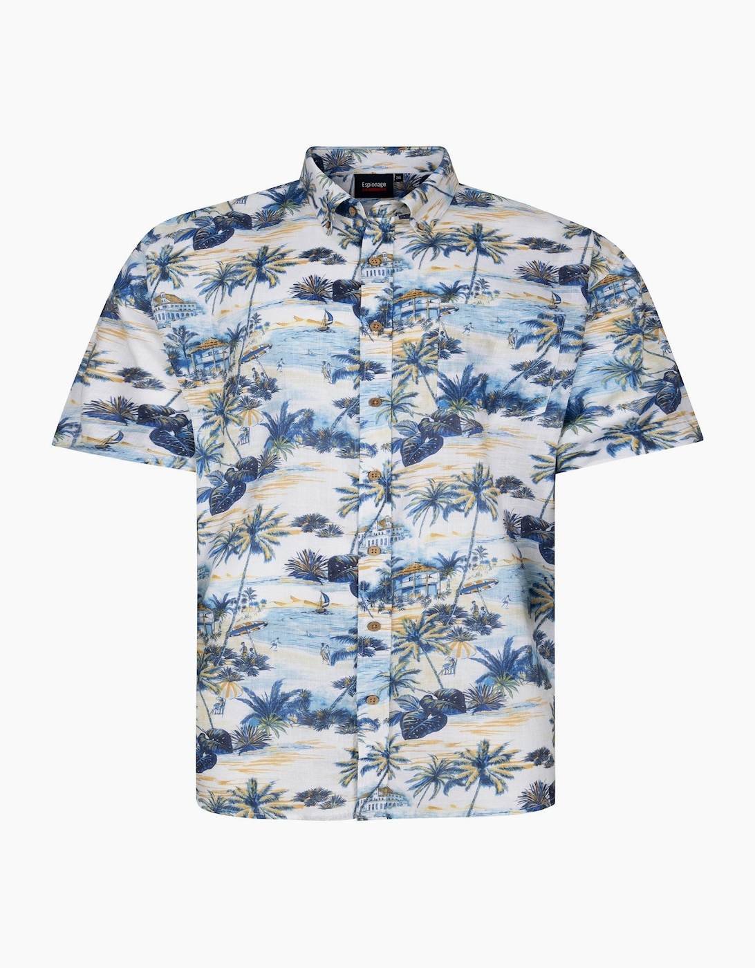 Espionage Mens Palm Print Big & Tall Short Sleeve Shirt, 2 of 1