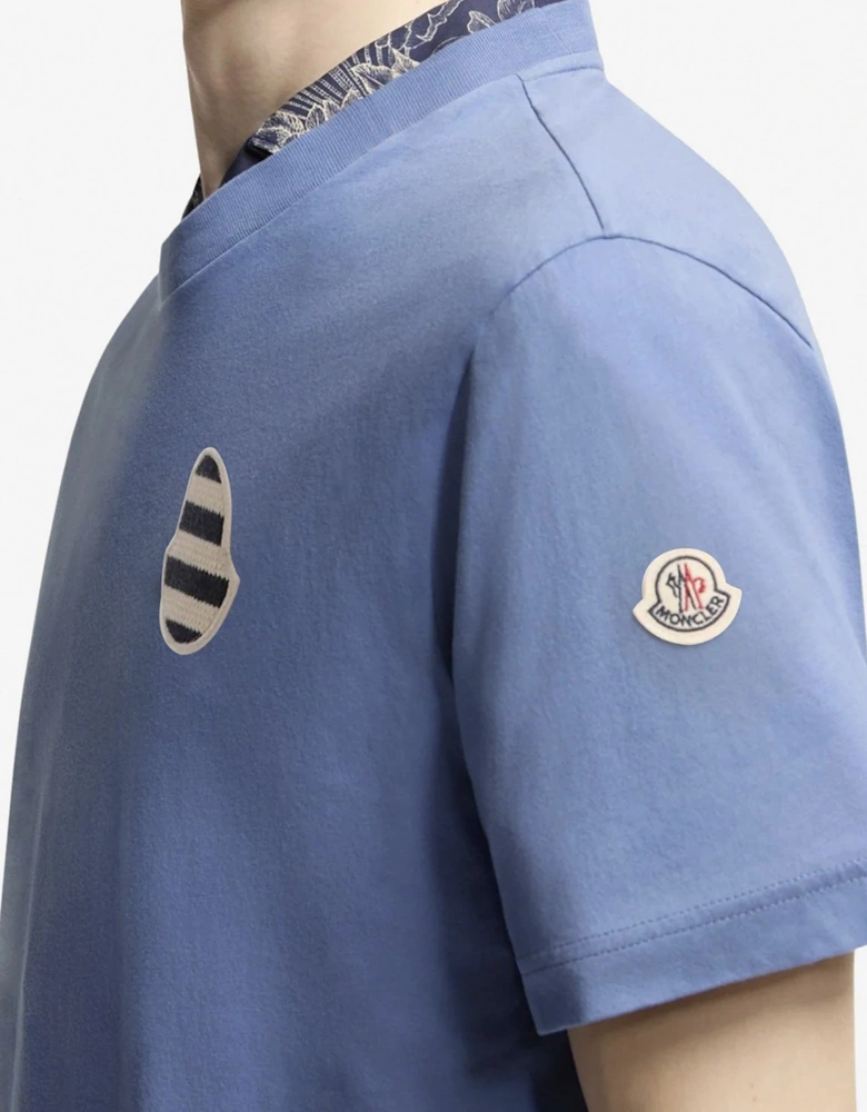 Stripe Logo T Shirt Blue