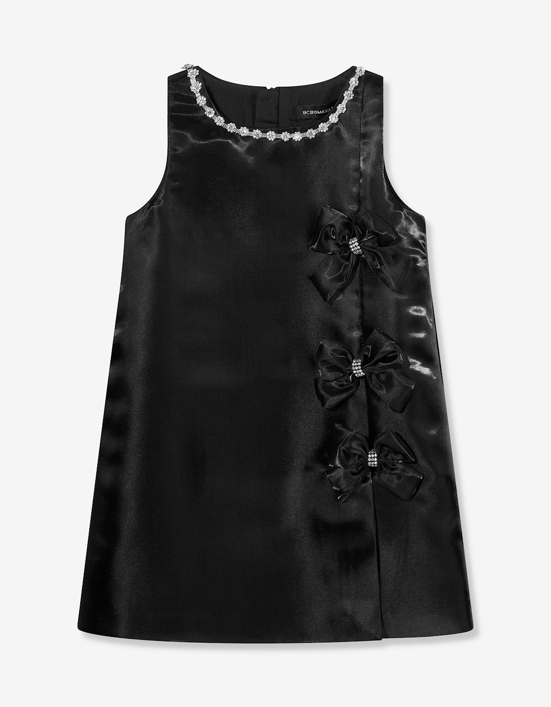 BCBGMAXAZRIA Girls Velvet Bow Shift Dress in Black, 5 of 4