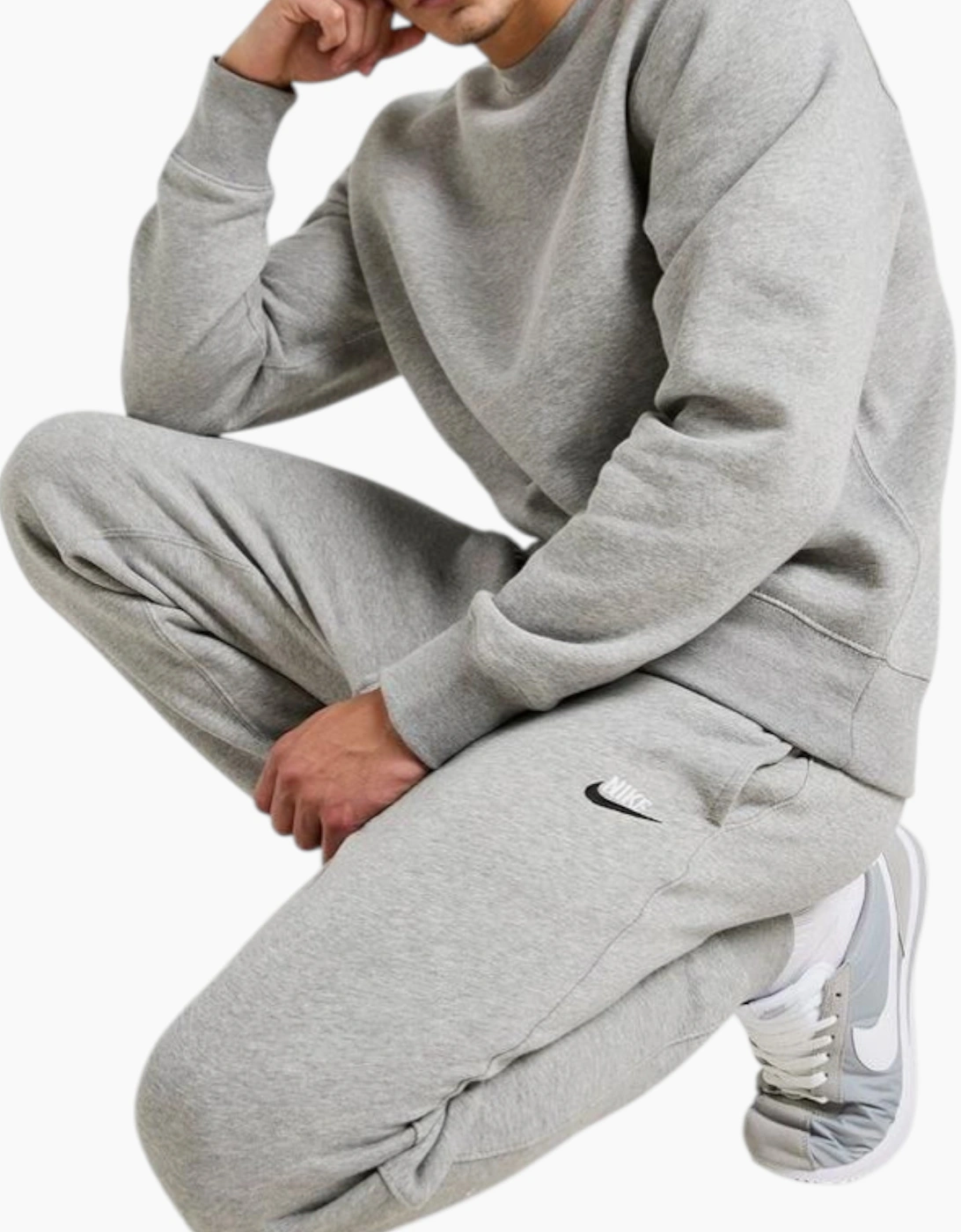Nike Mens Foundation Tracksuit Crew Neck Sweatshirt Swoosh Joggers