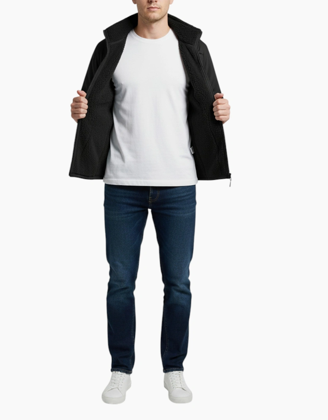 F&F Mens Fleece Jacket Full Zip Sherpa Sweat Jacket