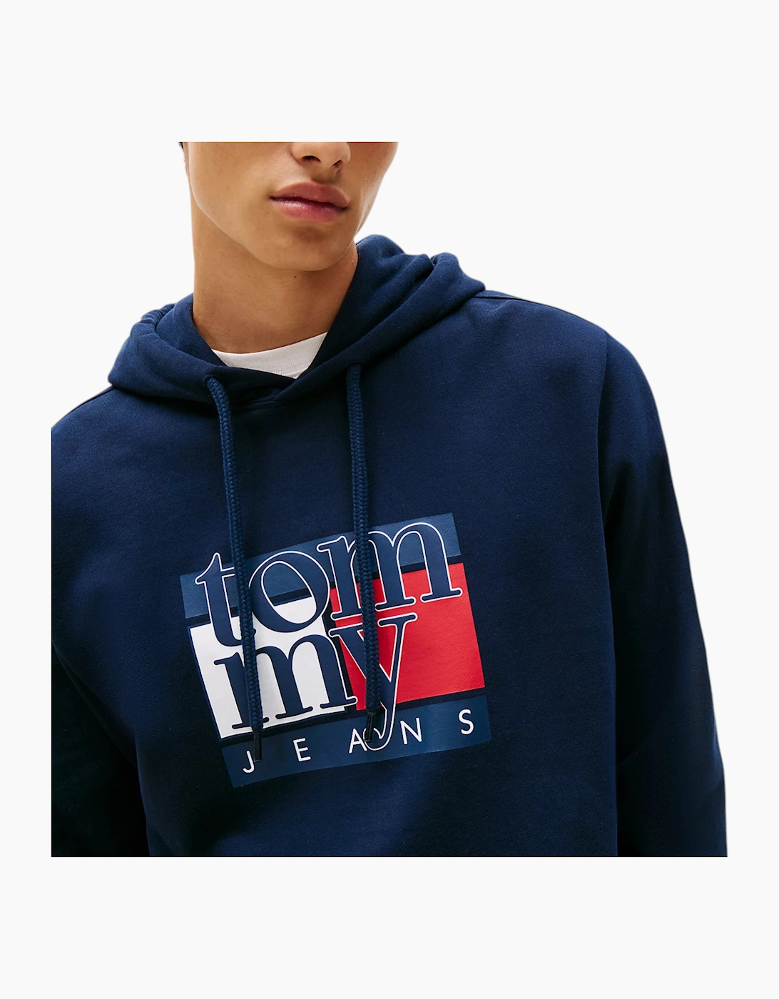 Tommy Hilfiger Mens Tommy Jeans Red Flag Hoodies Cotton Pullover New Top