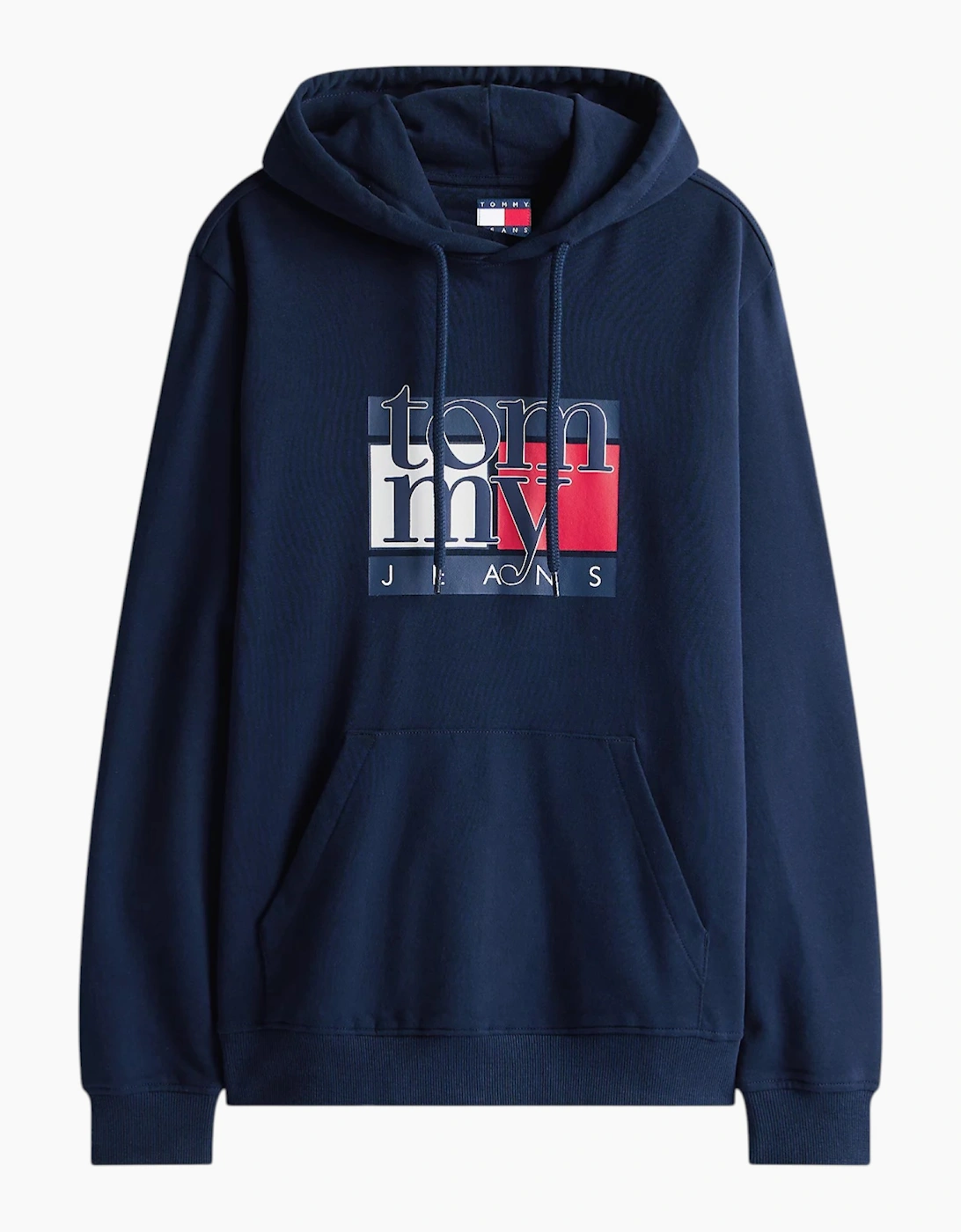 Tommy Hilfiger Mens Tommy Jeans Red Flag Hoodies Cotton Pullover New Top