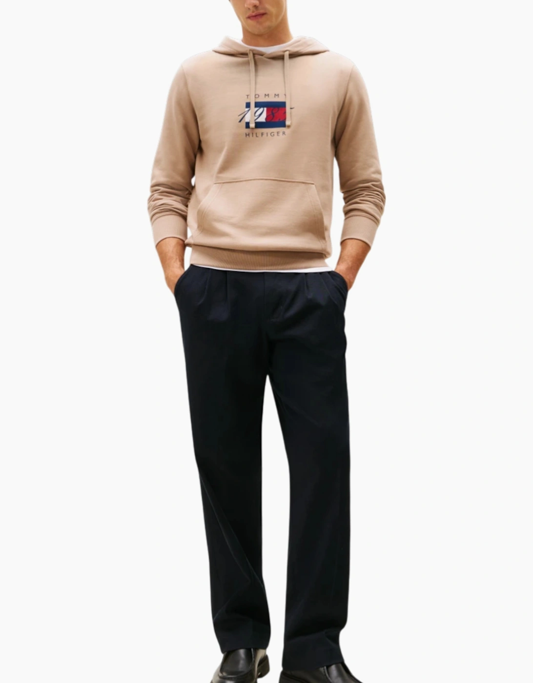 Tommy Hilfiger Mens Flag Graphic 1985 Hoodies Casual Cotton Long Sleeve Top