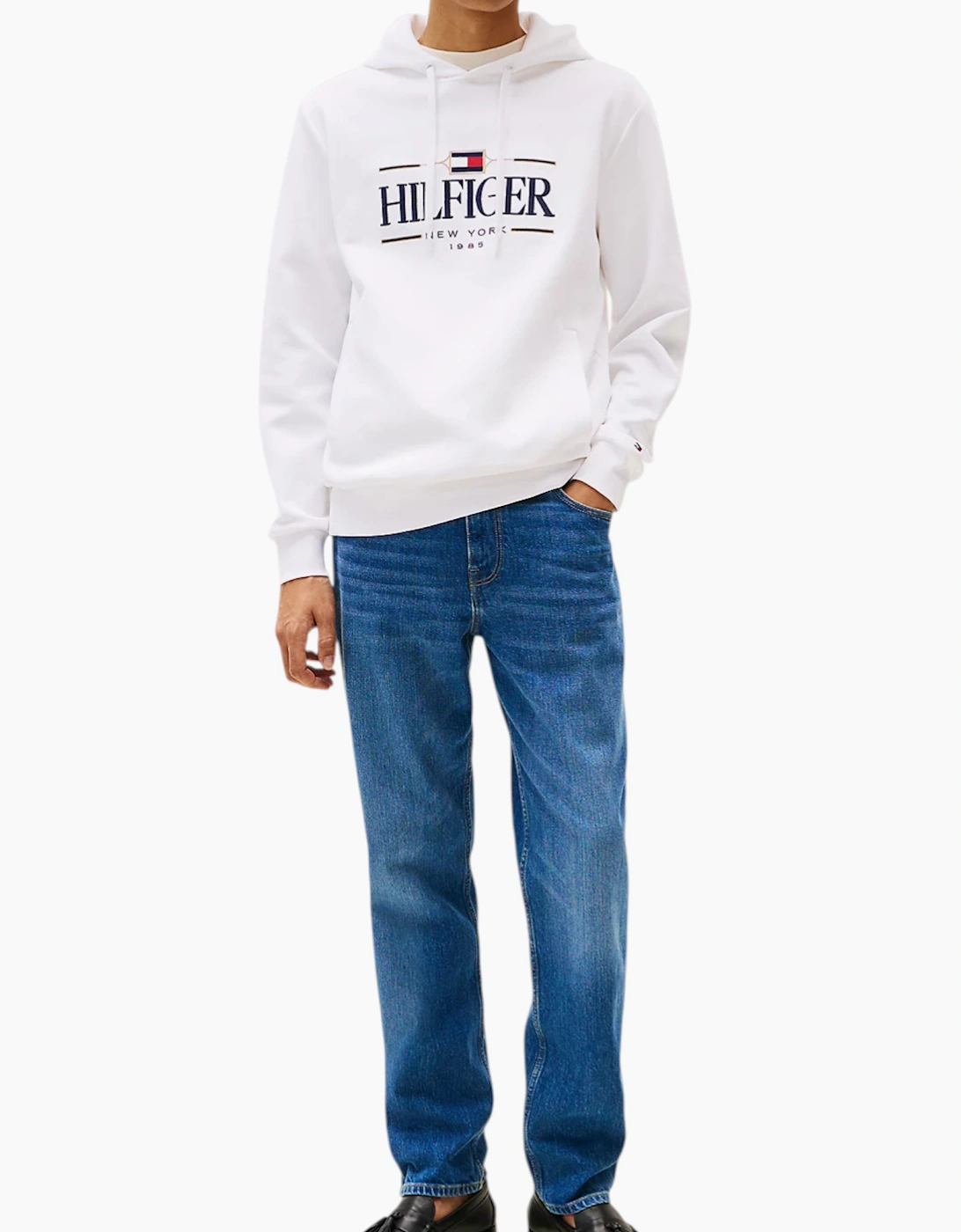 Tommy Hilfiger Mens Hoodies Tonal Logo Embroidery Casual Cotton Long Sleeve Top