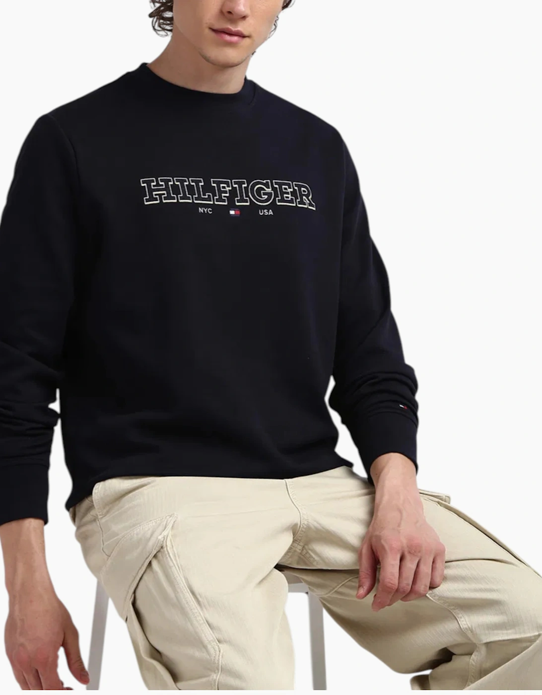 Tommy Hilfiger Mens Sweatshirt Casual Cotton Pullover New Crew Neck Sweatshirt