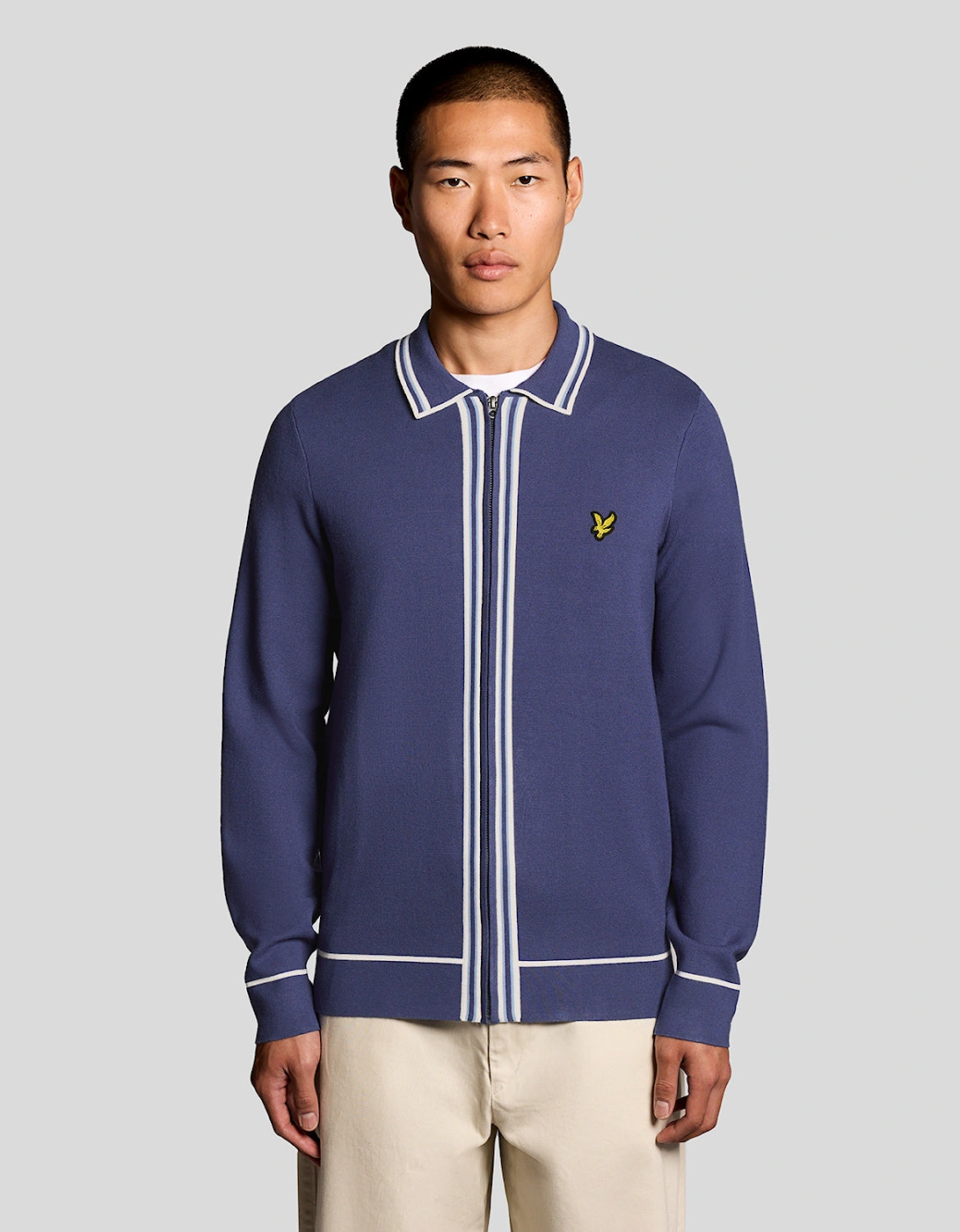 Lyle & Scott Tipped Mens Knitted Full Zip Jacket - Y125 Rich Navy, 7 of 6