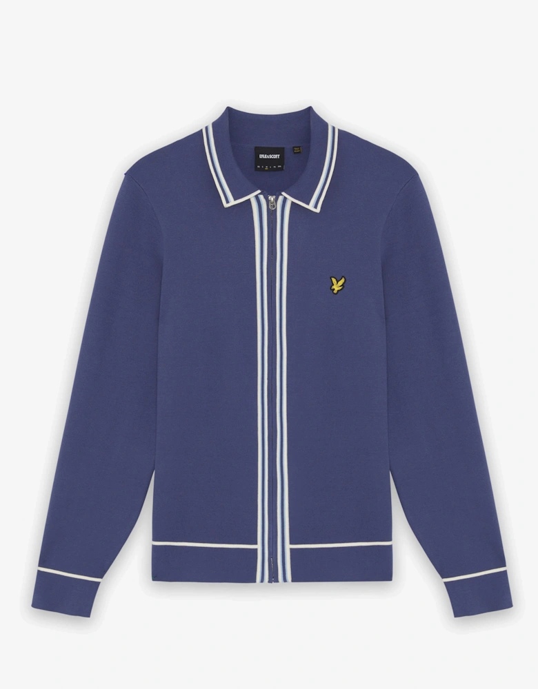 Lyle & Scott Tipped Mens Knitted Full Zip Jacket - Y125 Rich Navy