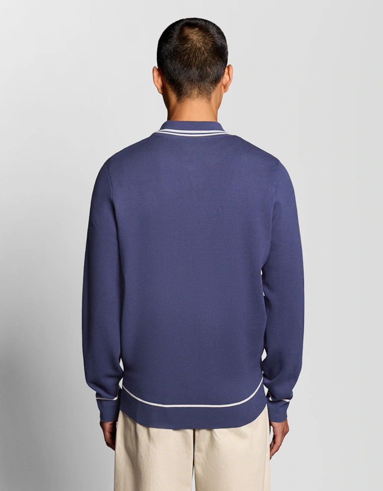 Lyle & Scott Tipped Mens Knitted Full Zip Jacket - Y125 Rich Navy