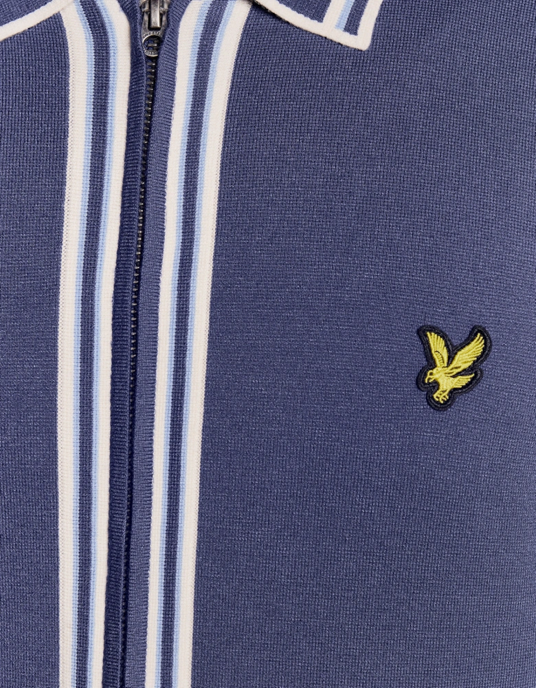 Lyle & Scott Tipped Mens Knitted Full Zip Jacket - Y125 Rich Navy