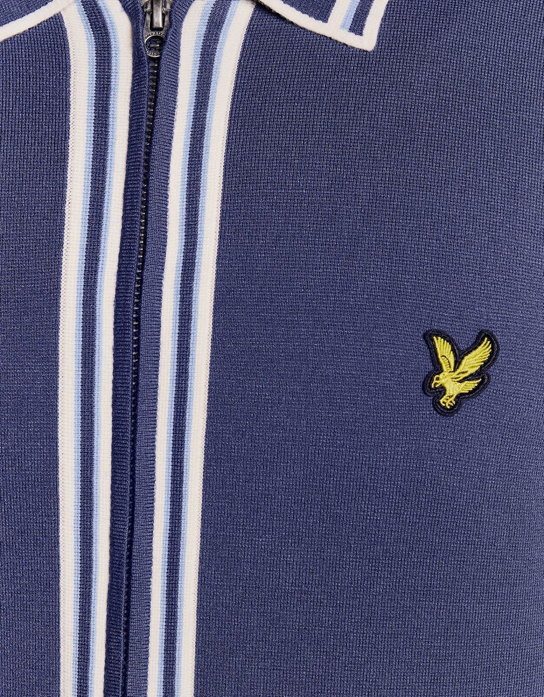 Lyle & Scott Tipped Mens Knitted Full Zip Jacket - Y125 Rich Navy
