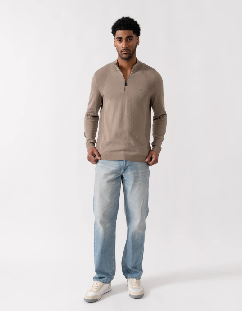 BOSS Green Momentum-Lite Mens 1/4 Zip Funnel Neck Jumper - Light/Pastel Green 334