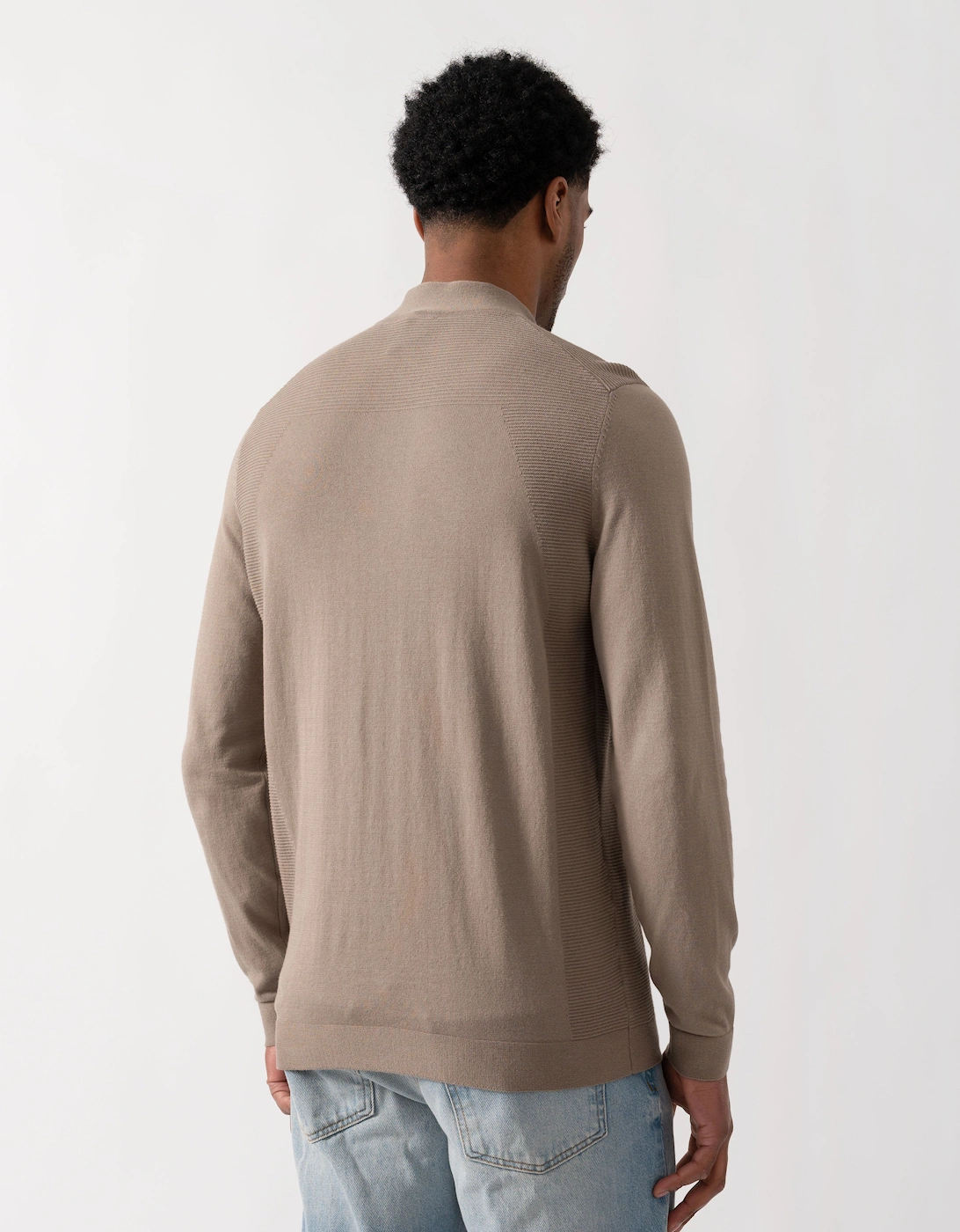 BOSS Green Momentum-Lite Mens 1/4 Zip Funnel Neck Jumper - Light/Pastel Green 334
